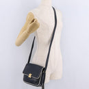 CELINE Shoulder Bag Leather Navy Gold Auth 206422A-33