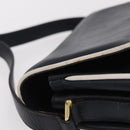 CELINE Shoulder Bag Leather Navy Gold Auth 206422A-5
