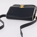 CELINE Shoulder Bag Leather Navy Gold Auth 206422A-14
