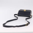 CELINE Shoulder Bag Leather Navy Gold Auth 206422A-7