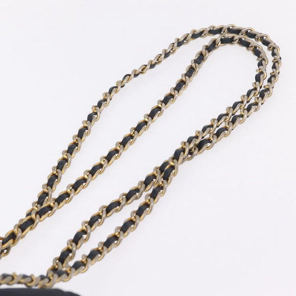 PRADA Chain Shoulder Bag Nylon Navy Gold Auth 206423