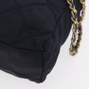 PRADA Chain Shoulder Bag Nylon Navy Gold Auth 206423-16