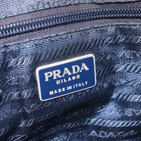 PRADA Chain Shoulder Bag Nylon Navy Gold Auth 206423