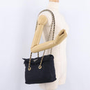 PRADA Chain Shoulder Bag Nylon Navy Gold Auth 206423-30