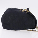 PRADA Chain Shoulder Bag Nylon Navy Gold Auth 206423-5