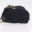 PRADA Chain Shoulder Bag Nylon Navy Gold Auth 206423-7