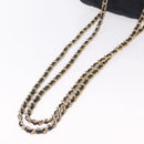 PRADA Chain Shoulder Bag Nylon Navy Gold Auth 206423-9