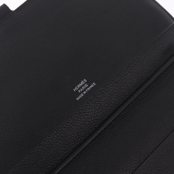 HERMES Agenda Vision Day Planner Cover Leather Black Silver Auth 206425