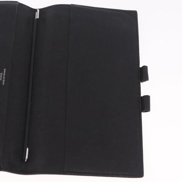 HERMES Agenda Vision Day Planner Cover Leather Black Silver Auth 206425