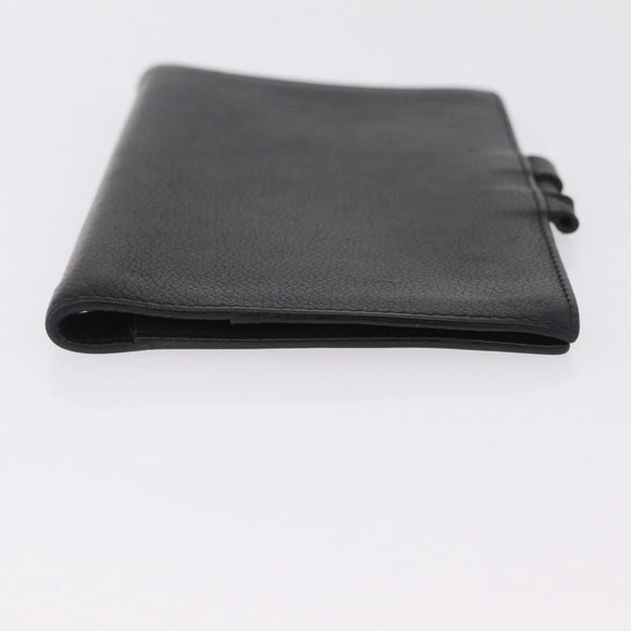 HERMES Agenda Vision Day Planner Cover Leather Black Silver Auth 206425