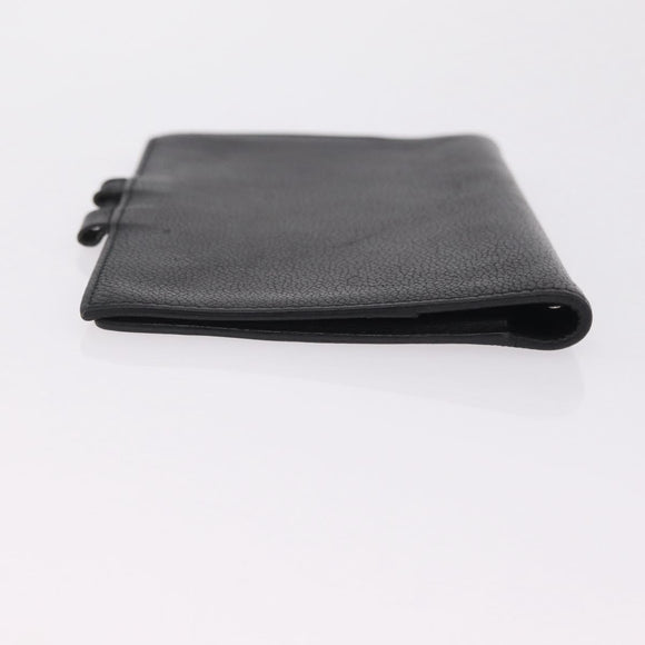 HERMES Agenda Vision Day Planner Cover Leather Black Silver Auth 206425