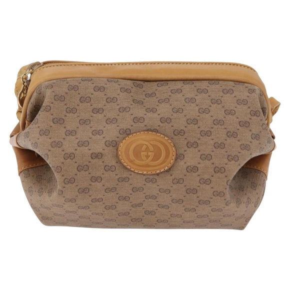 GUCCI Shoulder Bag Leather Beige Gold 007 115 5770 Auth 206426