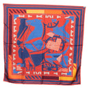 HERMES Carre 90 Scarf ""PUZZLE"" Silk Orange Auth 206427M-15