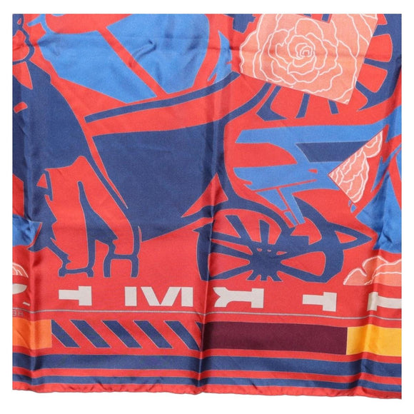 HERMES Carre 90 Scarf ""PUZZLE"" Silk Orange Auth 206427M