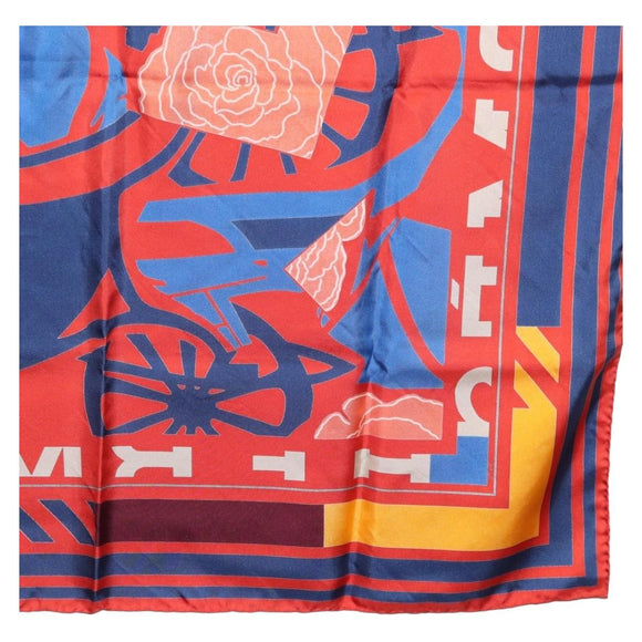 HERMES Carre 90 Scarf ""PUZZLE"" Silk Orange Auth 206427M