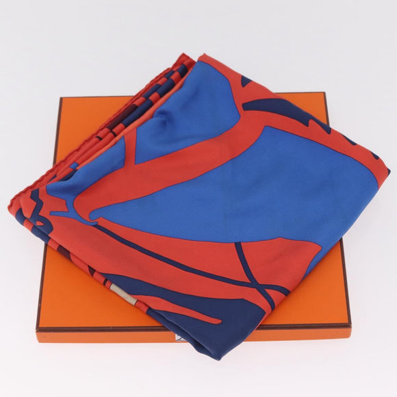 HERMES Carre 90 Scarf ""PUZZLE"" Silk Orange Auth 206427M