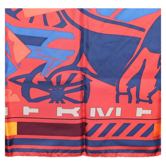 HERMES Carre 90 Scarf ""PUZZLE"" Silk Orange Auth 206427M