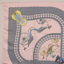 HERMES Carre 90 Scarf ”V0ITURES PANIERS” Silk Pink Auth 206429-2