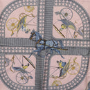 HERMES Carre 90 Scarf ”V0ITURES PANIERS” Silk Pink Auth 206429-6