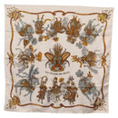 HERMES Carre 90 Scarf ”LES FETES DU ROI SOLEIL” Silk White Auth 206431-1