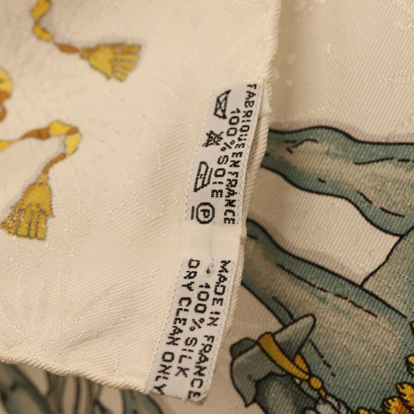 HERMES Carre 90 Scarf ”LES FETES DU ROI SOLEIL” Silk White Auth 206431
