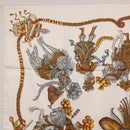 HERMES Carre 90 Scarf ”LES FETES DU ROI SOLEIL” Silk White Auth 206431-2