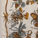 HERMES Carre 90 Scarf ”LES FETES DU ROI SOLEIL” Silk White Auth 206431-5