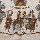 HERMES Carre 90 Scarf ”LES FETES DU ROI SOLEIL” Silk White Auth 206431-9