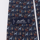 HERMES Necktie Silk Navy Auth 206433M-17