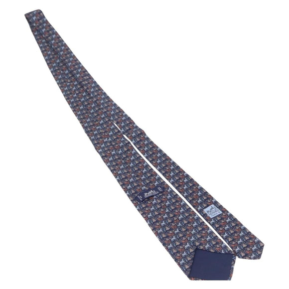 HERMES Necktie Silk Navy Auth 206433M