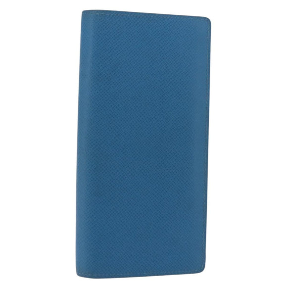 LOUIS VUITTON Taiga Brazza Portefeuille Long Wallet Blue M32815 LV Auth 206439A