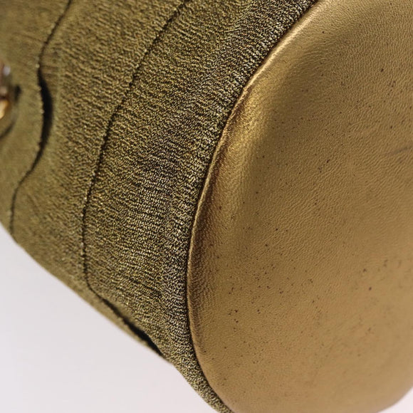 Salvatore Ferragamo Purse Hand Bag Canvas Gold Auth 206442A