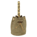 Salvatore Ferragamo Purse Hand Bag Canvas Gold Auth 206442A-13