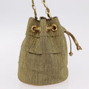 Salvatore Ferragamo Purse Hand Bag Canvas Gold Auth 206442A-4