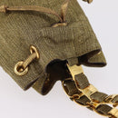 Salvatore Ferragamo Purse Hand Bag Canvas Gold Auth 206442A-7