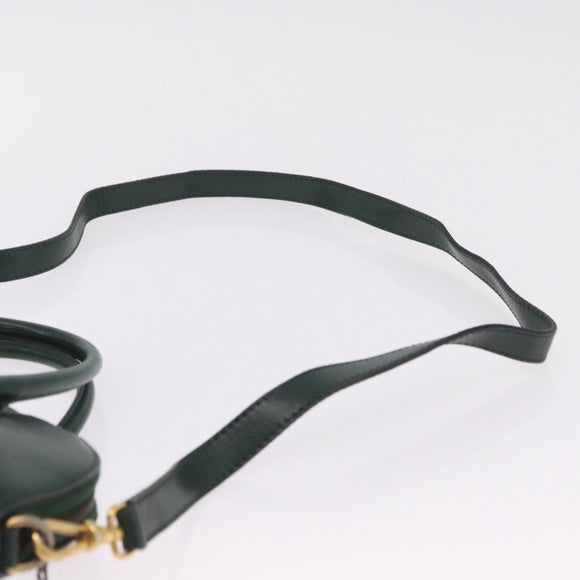 CELINE Hand Bag Leather 2way Green Gold Auth 206449A