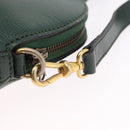 CELINE Hand Bag Leather 2way Green Gold Auth 206449A-11