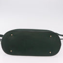 CELINE Hand Bag Leather 2way Green Gold Auth 206449A-12