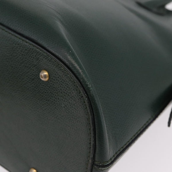 CELINE Hand Bag Leather 2way Green Gold Auth 206449A