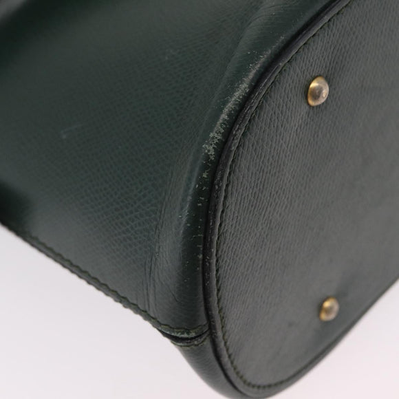 CELINE Hand Bag Leather 2way Green Gold Auth 206449A