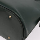 CELINE Hand Bag Leather 2way Green Gold Auth 206449A-16