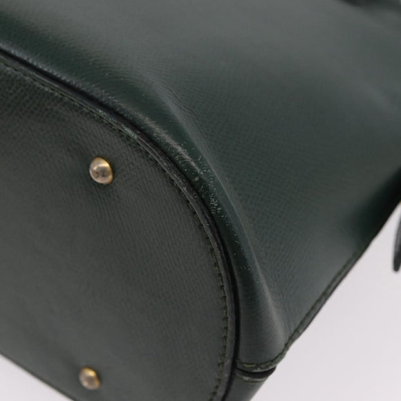 CELINE Hand Bag Leather 2way Green Gold Auth 206449A