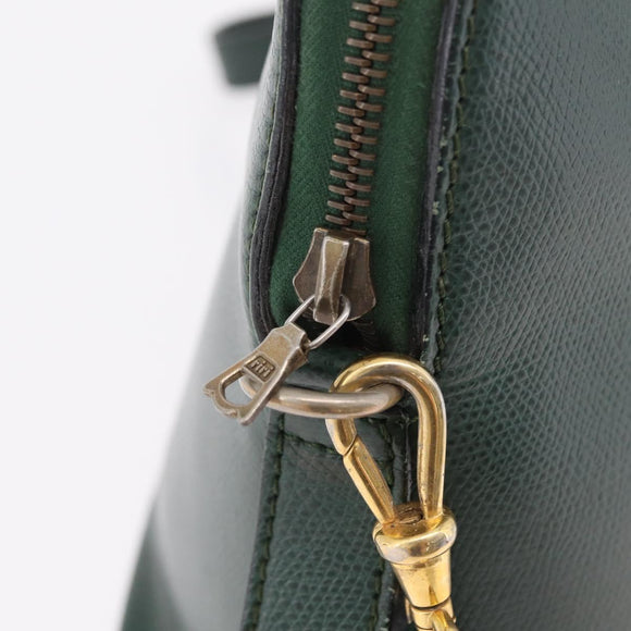 CELINE Hand Bag Leather 2way Green Gold Auth 206449A
