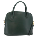 CELINE Hand Bag Leather 2way Green Gold Auth 206449A-1