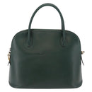 CELINE Hand Bag Leather 2way Green Gold Auth 206449A-2