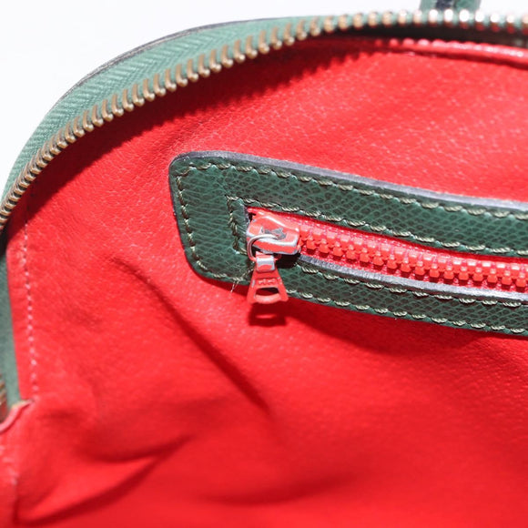 CELINE Hand Bag Leather 2way Green Gold Auth 206449A