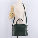 CELINE Hand Bag Leather 2way Green Gold Auth 206449A-25