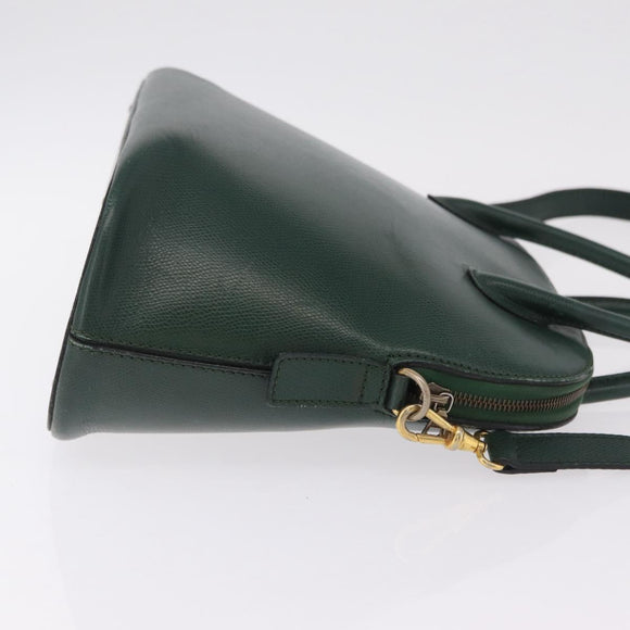 CELINE Hand Bag Leather 2way Green Gold Auth 206449A