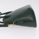 CELINE Hand Bag Leather 2way Green Gold Auth 206449A-5