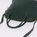 CELINE Hand Bag Leather 2way Green Gold Auth 206449A-6